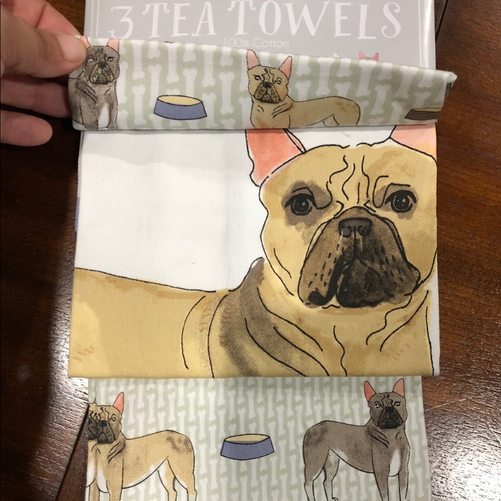 New Set of 3 French Bulldog Tea Towels